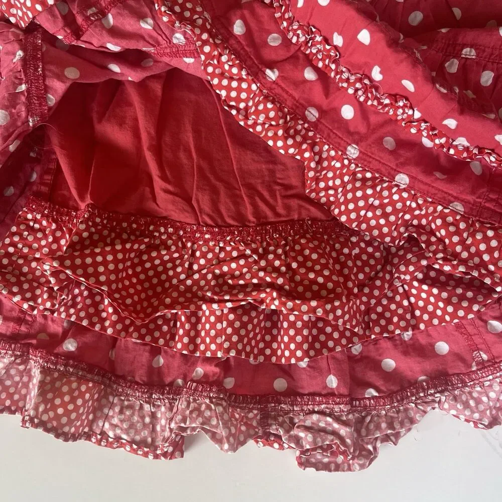 Oilily Girls Red White Polka Dot Ruffle Twirl Skirt Sz 128 Euro Boutique Disney